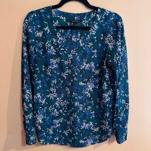 Banana Republic Women's Green Floral Blouse Sz Small